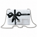 Chanel Ivory Sequin Bow Chain Crossbody Bag