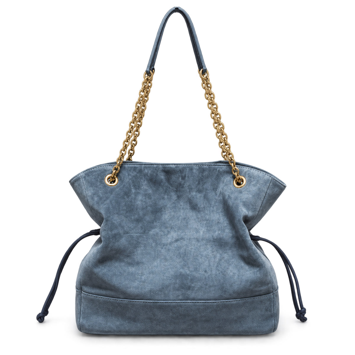YSL Saint Laurent Jamie Tote Bag Blue Suede Gold Chain