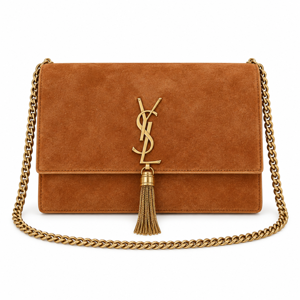 Saint Laurent YSL Kate Tassel Chain Bag – Tan Suede