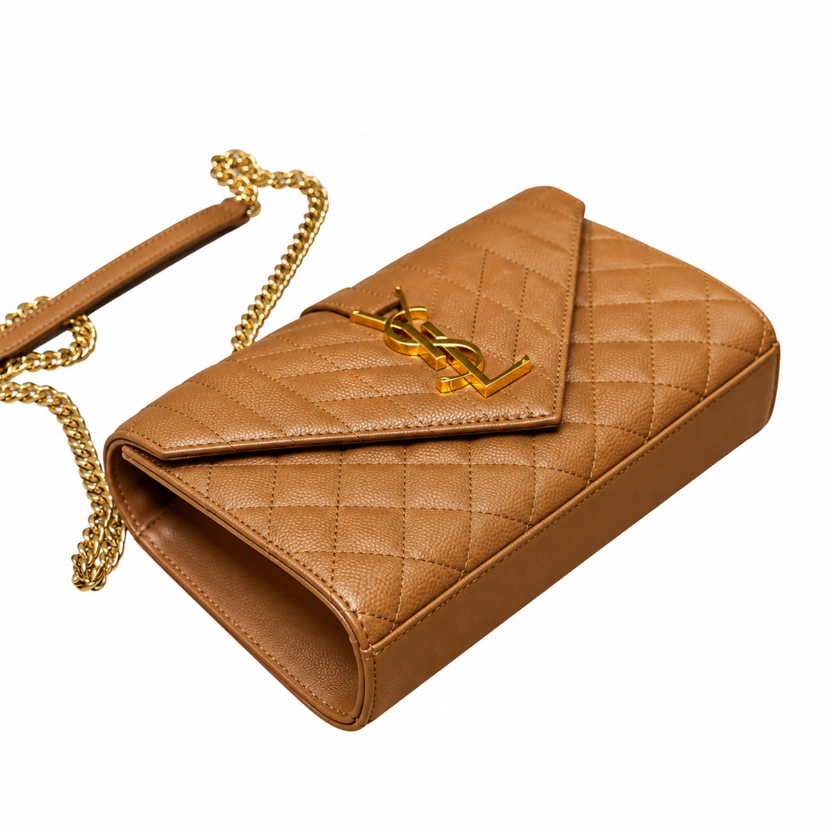 Saint Laurent YSL Envelope Small Bag – Camel Quilted Leather