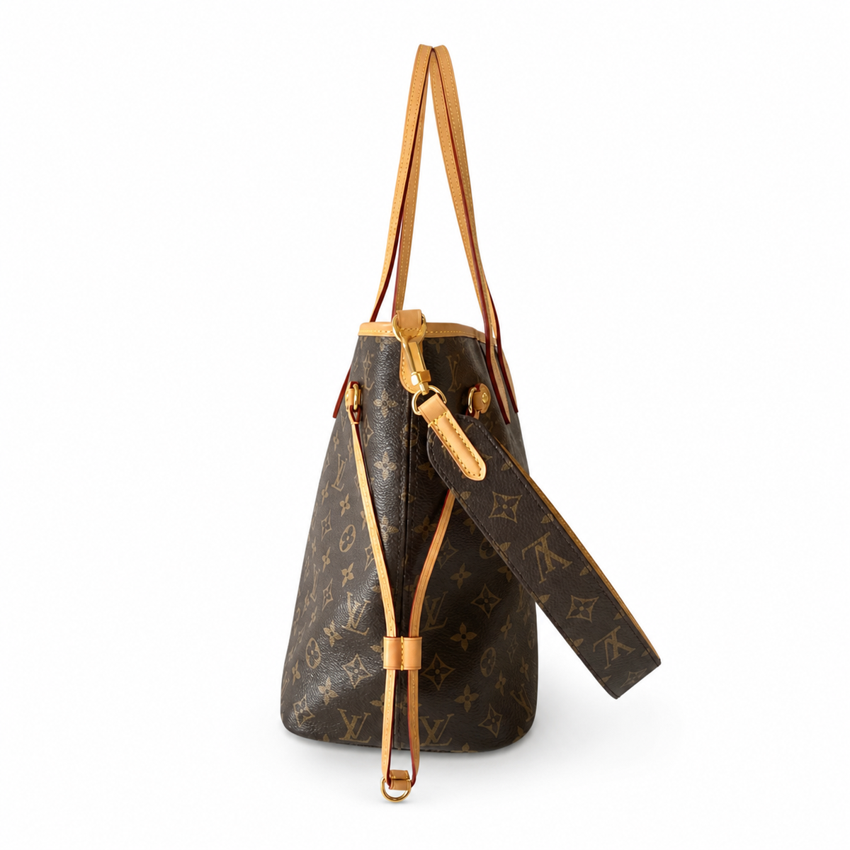 Louis Vuitton Neverfull MM Monogram Canvas Tote Bag with Vachetta Leather & Gold Hardware