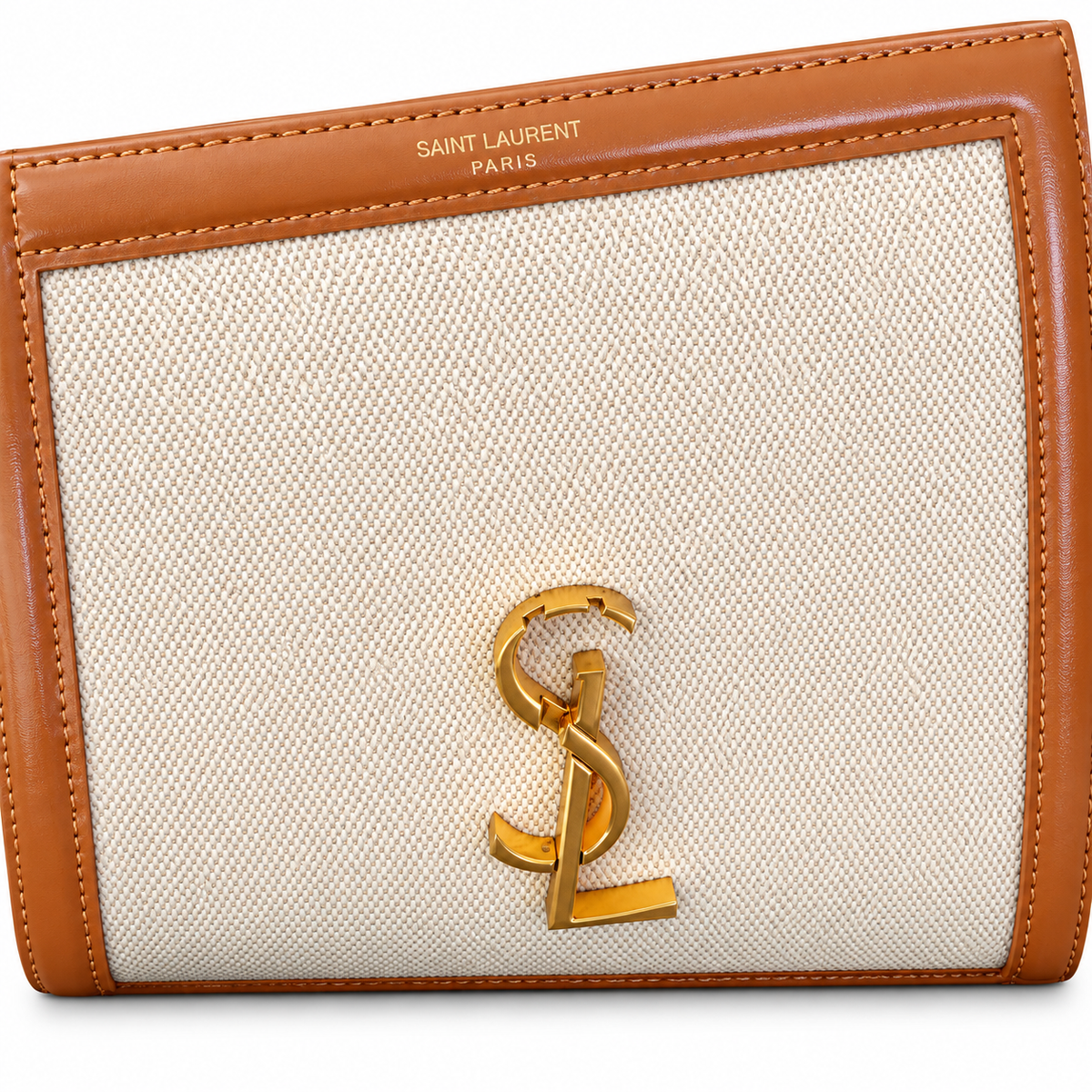 Saint Laurent YSL Cassandre Mini – Canvas Tan Gold