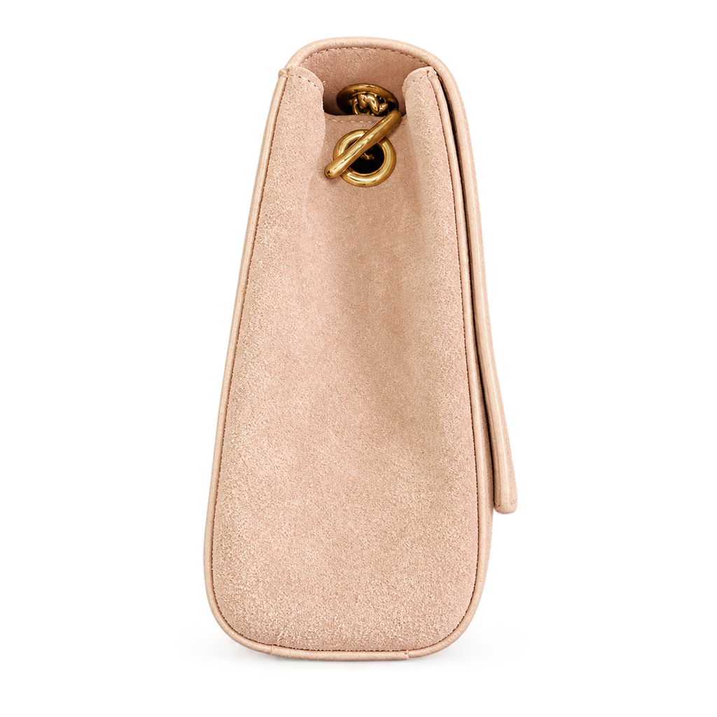 Saint Laurent YSL Kate Chain Bag – Nude Suede Gold
