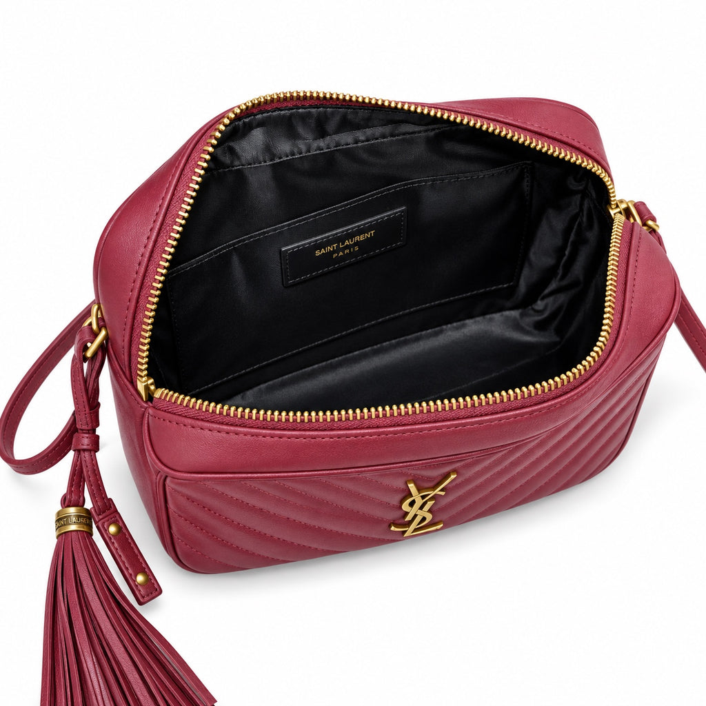 Saint Laurent YSL Lou Large Camera Bag – Burgundy Gold