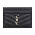 YSL Cassandre Card Holder – Black Grain Leather