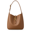 Saint Laurent YSL Le 5 à 7 Hobo Bag in Camel Tan Smooth Leather with Antique Gold YSL Toggle Closure and Adjustable Leather Shoulder Strap