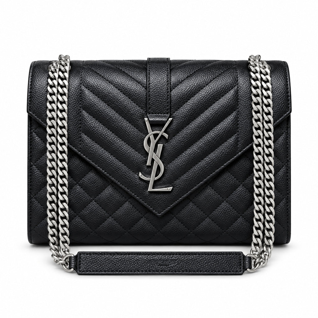 Saint Laurent YSL Envelope Large – Black Silver