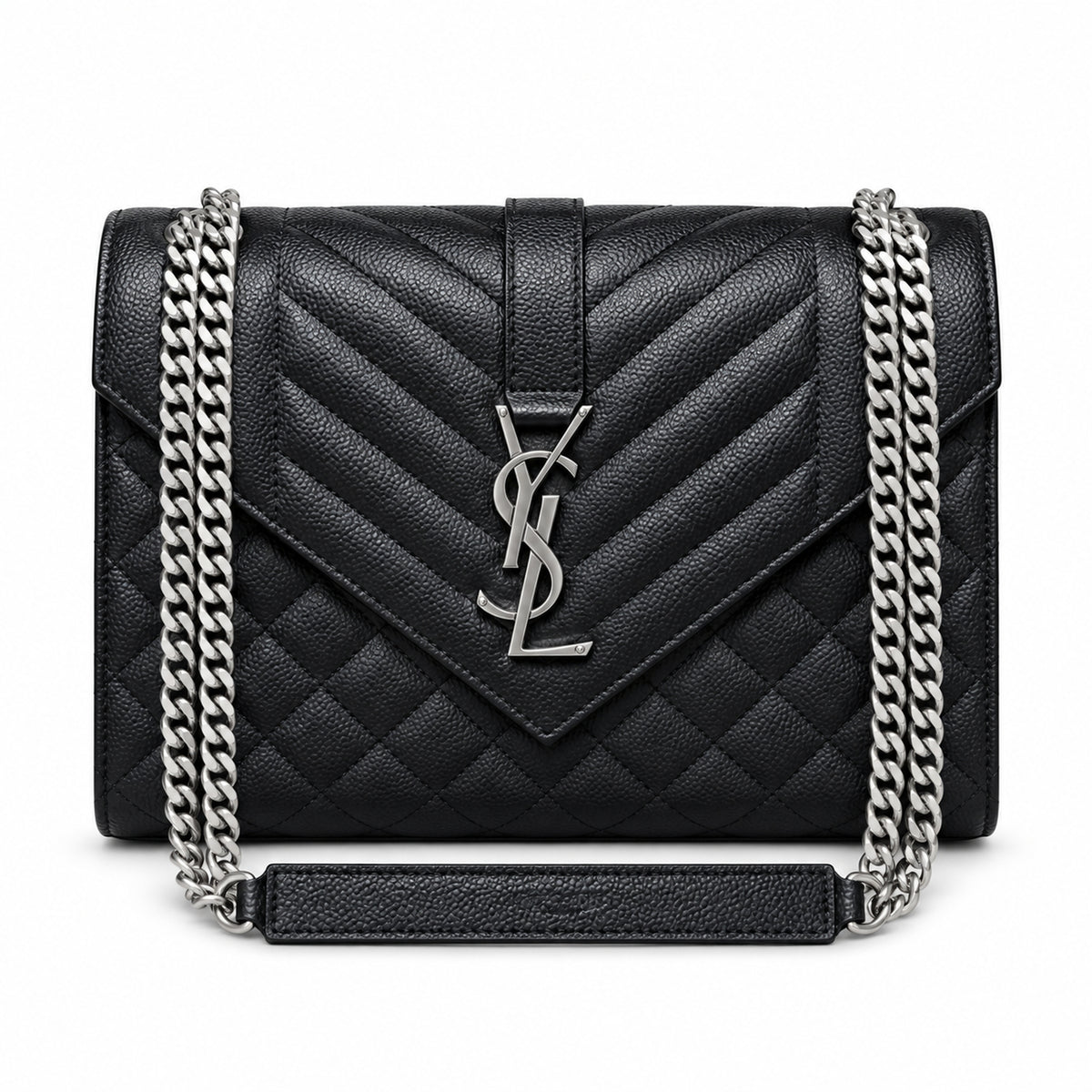 Saint Laurent YSL Envelope Large – Black Silver