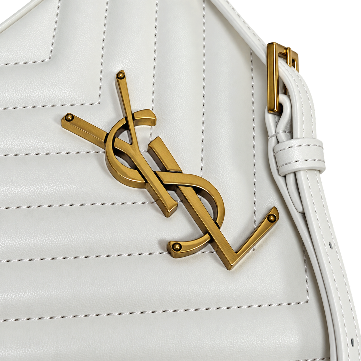 Saint Laurent YSL Lou Large Camera Bag – White Gold