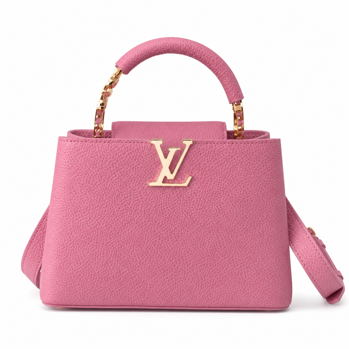 Louis Vuitton Capucines Mini Pink Taurillon Leather Bag Gold Chain Handle