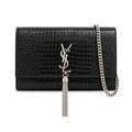 Saint Laurent YSL Kate Tassel Chain Bag – Black Croc Silver