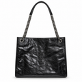 YSL Saint Laurent Niki Shopping Tote Black Crinkled