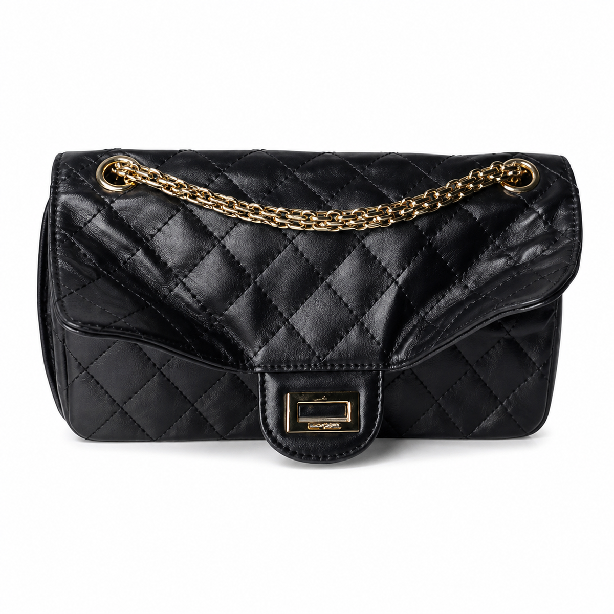 Chanel Classic Quilted Flap Bag | CC Turn-Lock Gold Hardware Leather Chain — 24x16cm