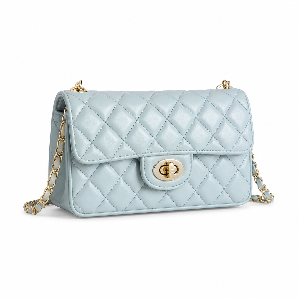 Chanel Classic Flap Bag | CC Turn-Lock Gold Chain Diamond Quilted — 13x20cm