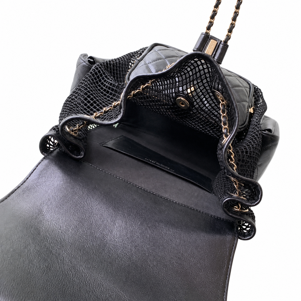 Chanel Classic Quilted Backpack | CC Hardware & Gold Chain Straps — 31cm