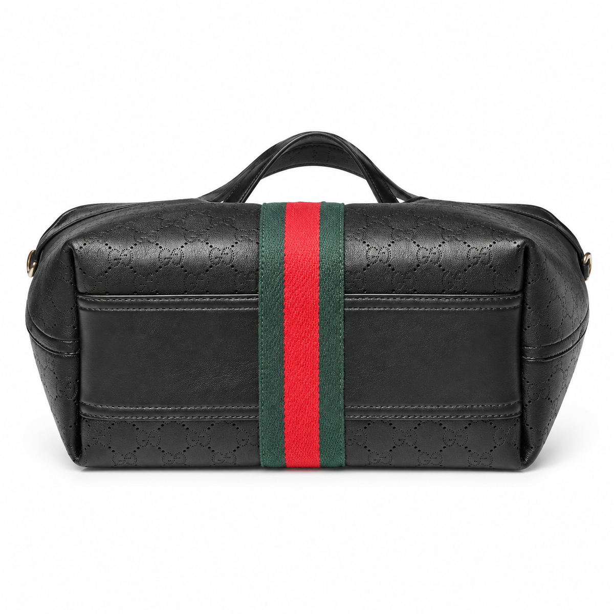 Gucci Ophidia Black GG Web Stripe Round Handle Tote