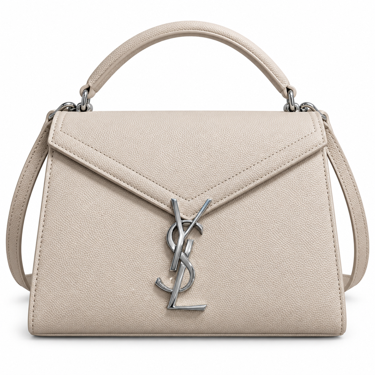 Saint Laurent Cassandra Medium – Cream Leather Silver YSL