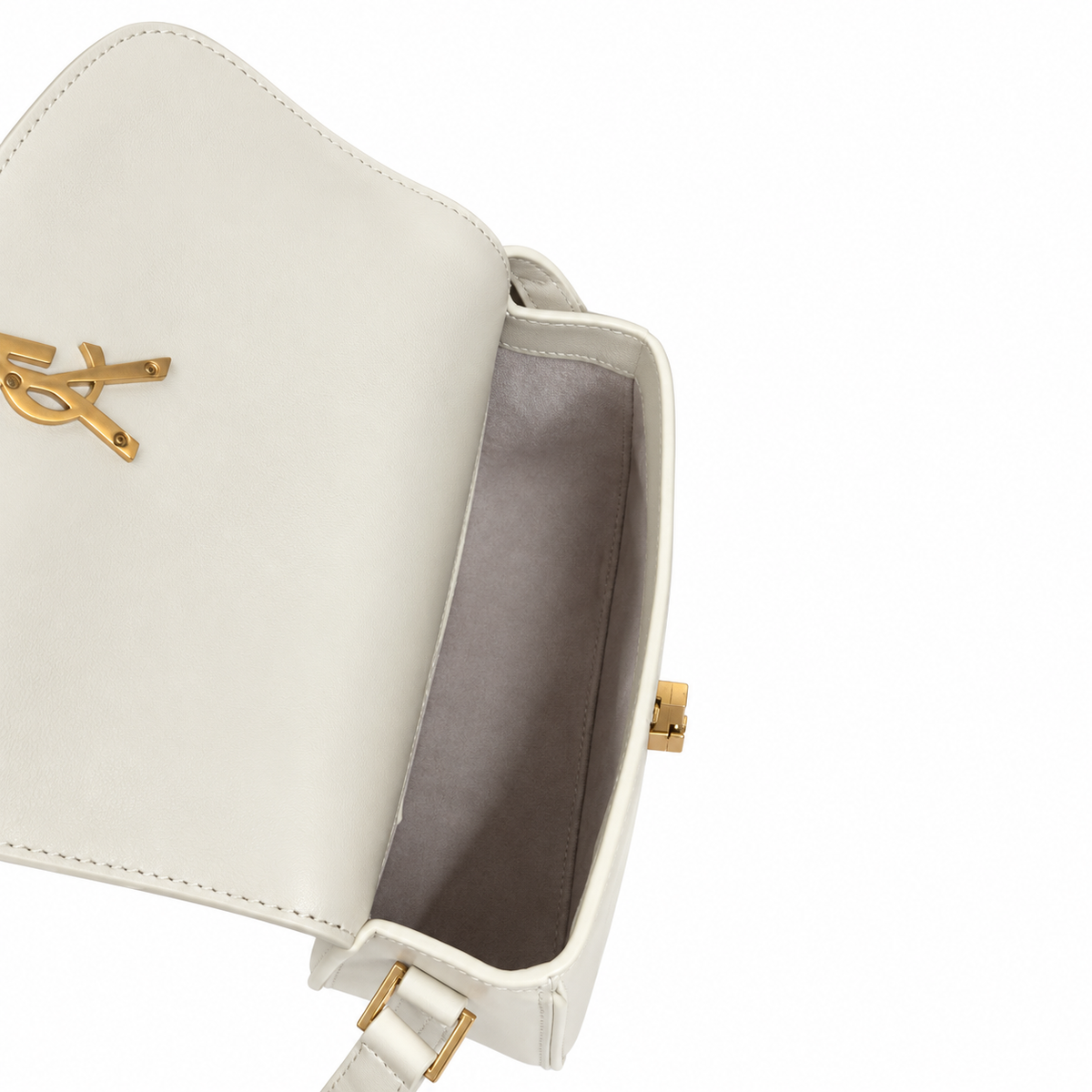 YSL Solferino Small Leather Shoulder Bag Ivory