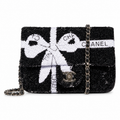 Chanel Monochrome Sequin Bow Chain Shoulder Bag
