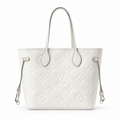 Louis Vuitton Neverfull MM White Monogram Empreinte Leather Tote with Silver Hardware