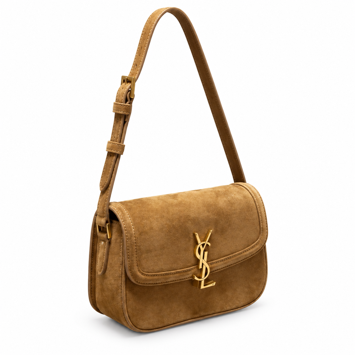 Saint Laurent Solferino Bag – Tan Suede