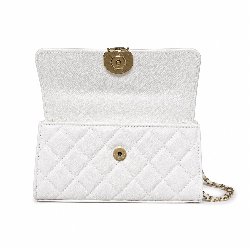 Chanel Quilted Leather Kisslock Flap Crossbody Bag