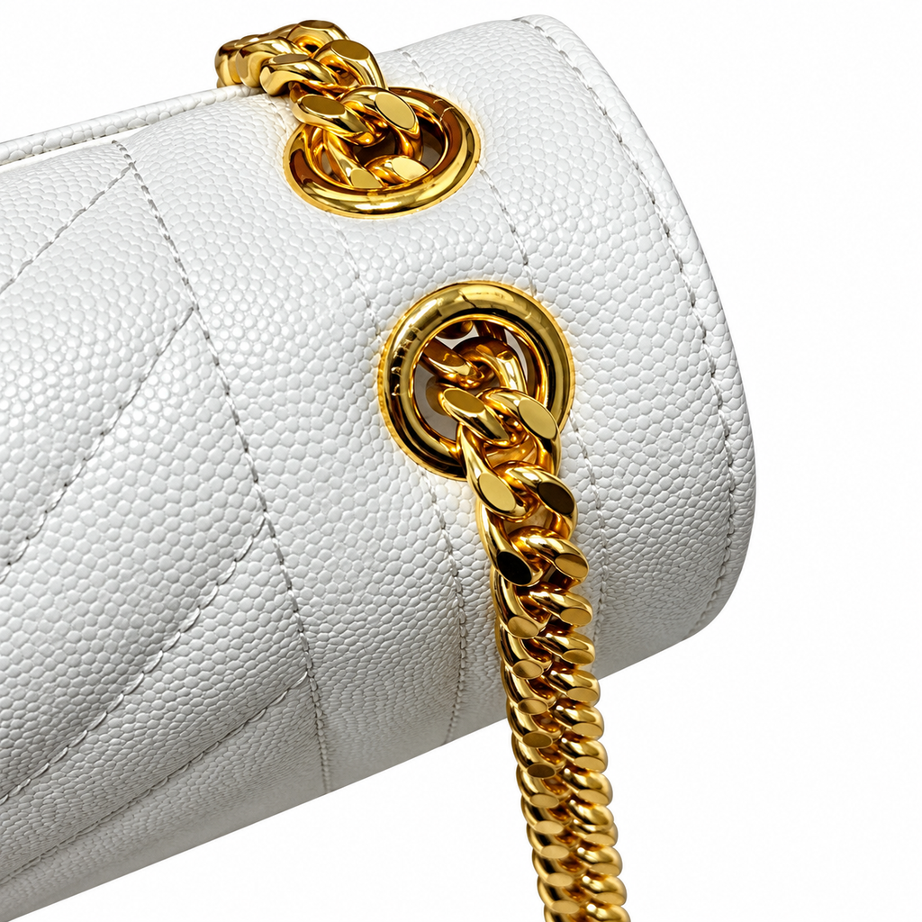 Saint Laurent YSL Envelope Bag – White Gold Chain