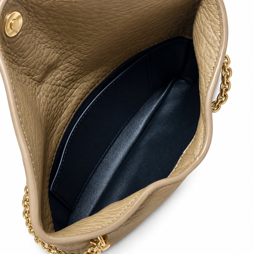 YSL Saint Laurent Envelope Chain Wallet Crossbody Taupe