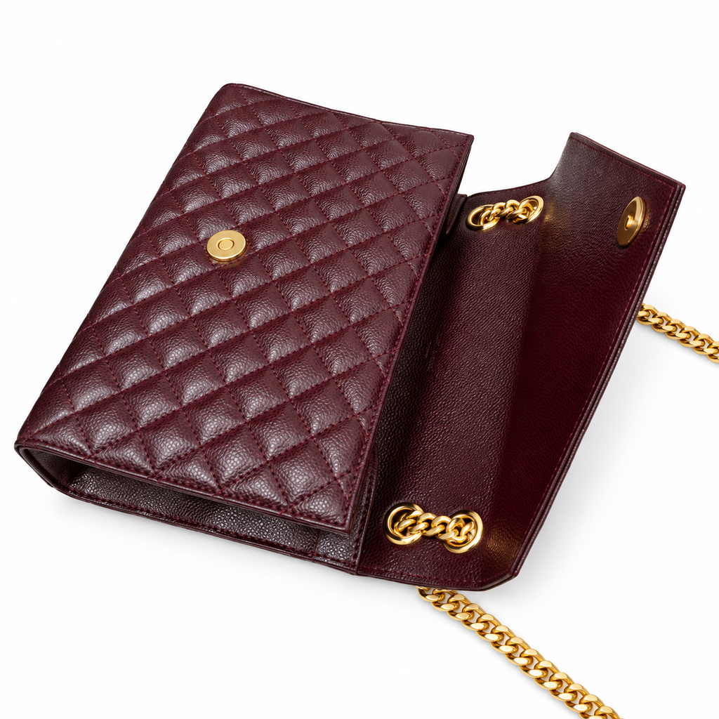 Saint Laurent YSL College Medium – Burgundy Gold