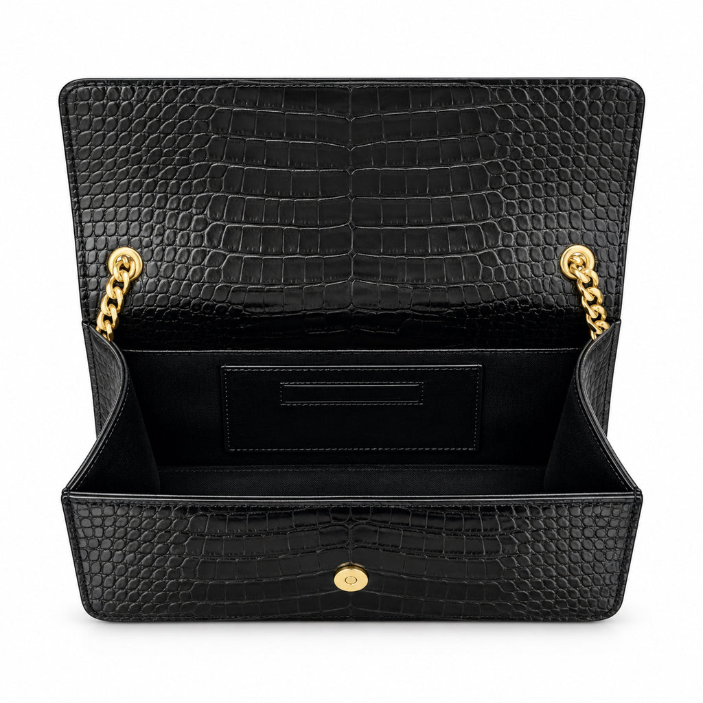 Saint Laurent YSL Kate Tassel Chain Bag – Black Croc