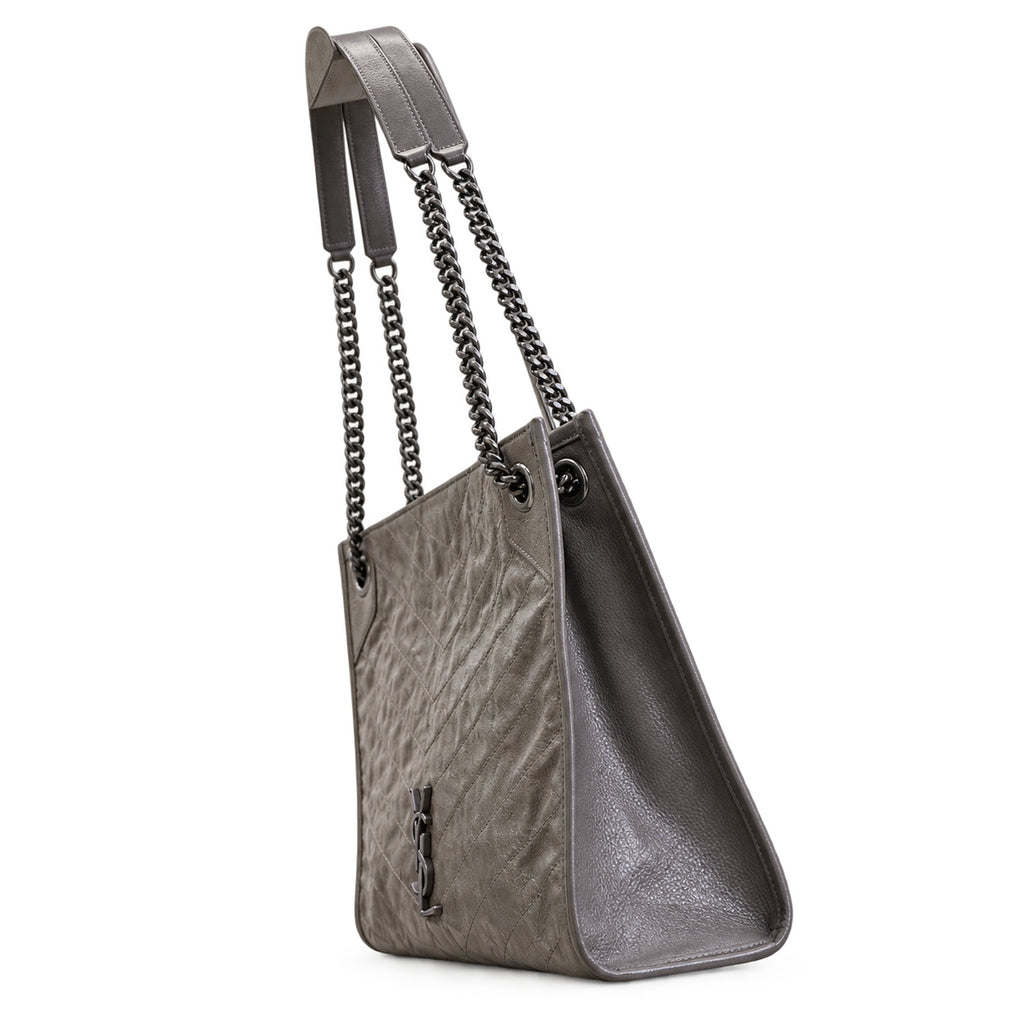 YSL Niki Shopping Bag – Grey Quilted Leather