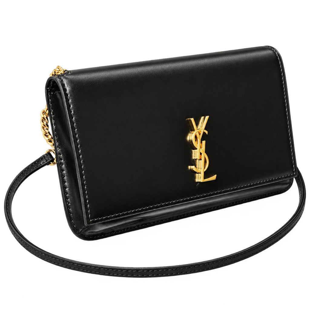 YSL Saint Laurent Kate Small Chain Bag in Black Smooth Leather