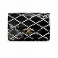 Chanel CC Sequin Flap Bag | Black & Silver Sequin & Gold — 21cm