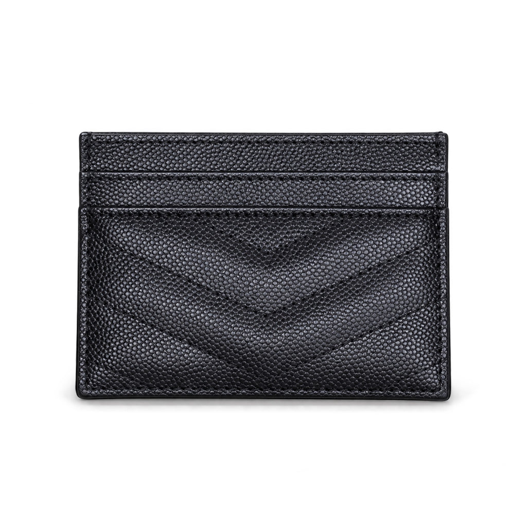 YSL Cassandre Card Holder – Black Grain Gold