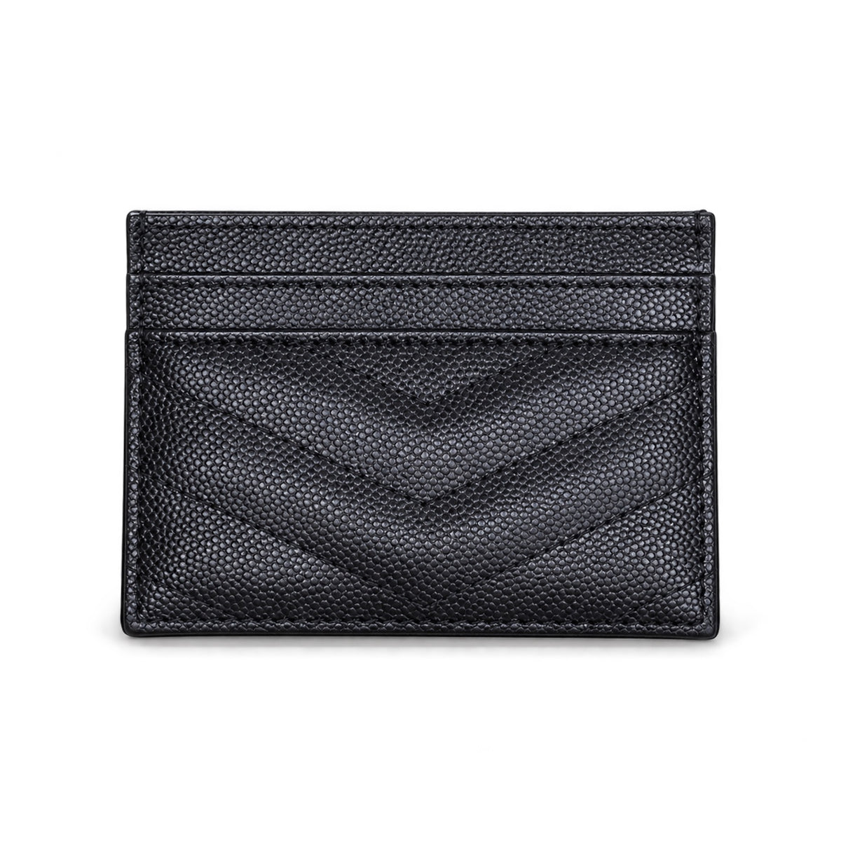 YSL Cassandre Card Holder – Black Grain Gold