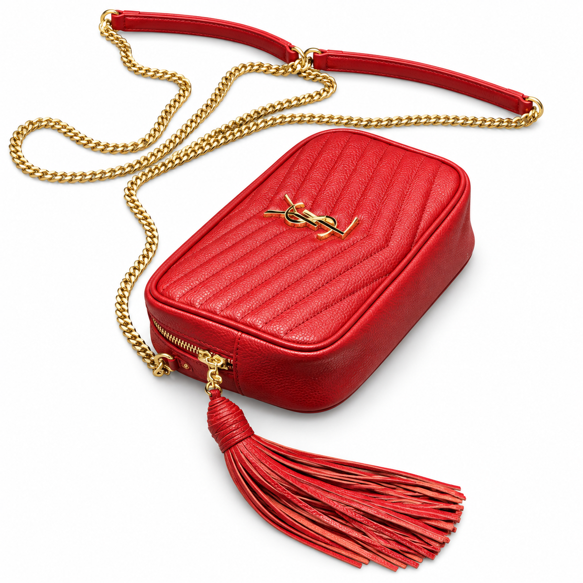 Saint Laurent YSL Lou Mini Camera Bag – Red Gold