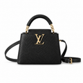 Louis Vuitton Capucines Mini Black Taurillon Leather Handbag Gold Chain Handle