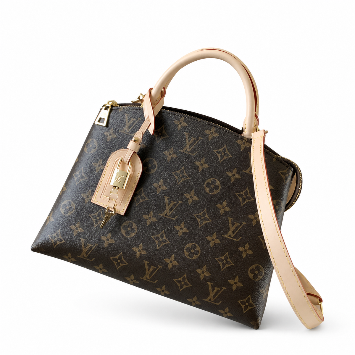 Louis Vuitton Monogram Tote Bag with removable shoulder strap and gold hardware