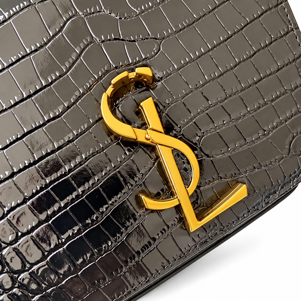 Saint Laurent YSL Cassandre Top Handle Bag – Black Croc