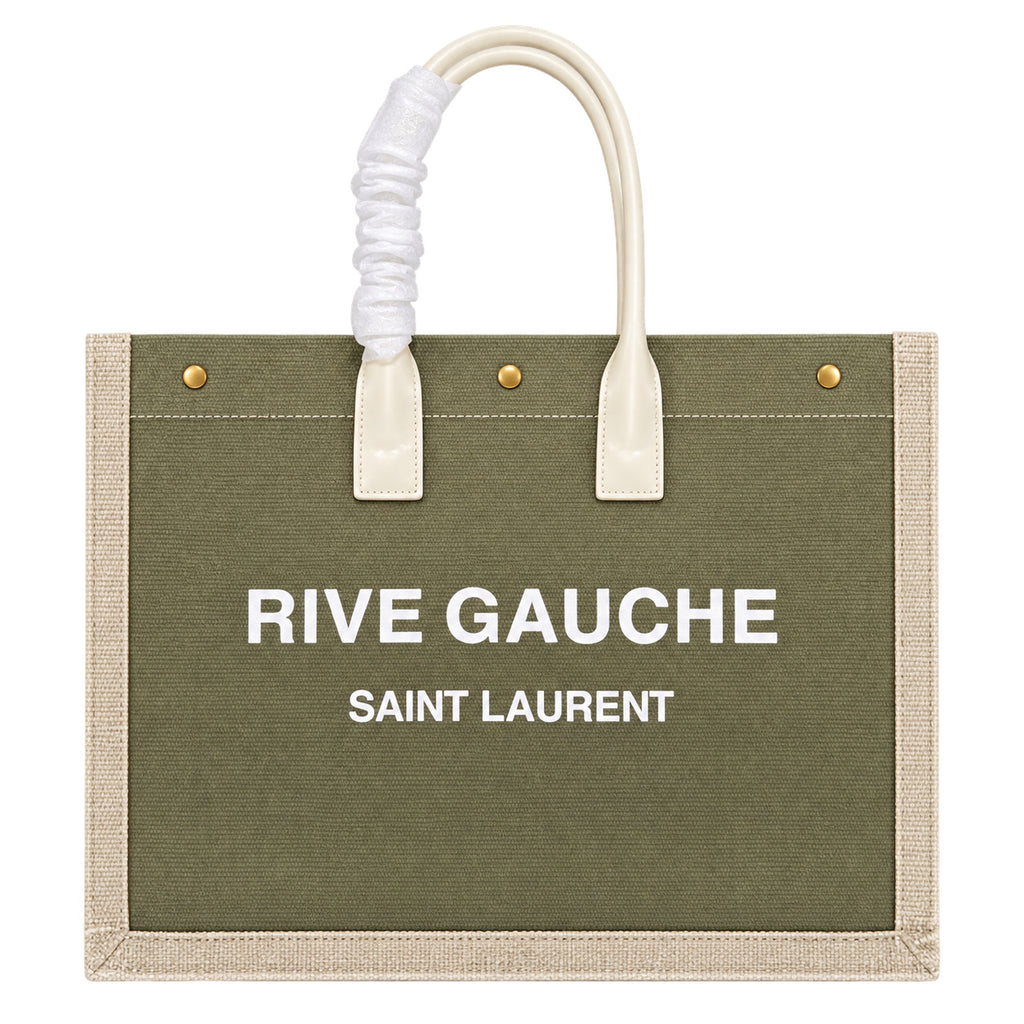 Saint Laurent Rive Gauche Tote – Khaki Cream