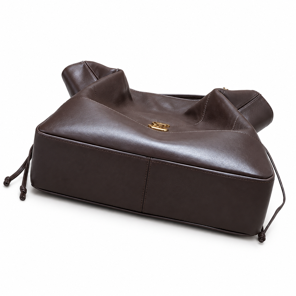 YSL Saint Laurent Jamie Tote Dark Brown Leather Gold Chain
