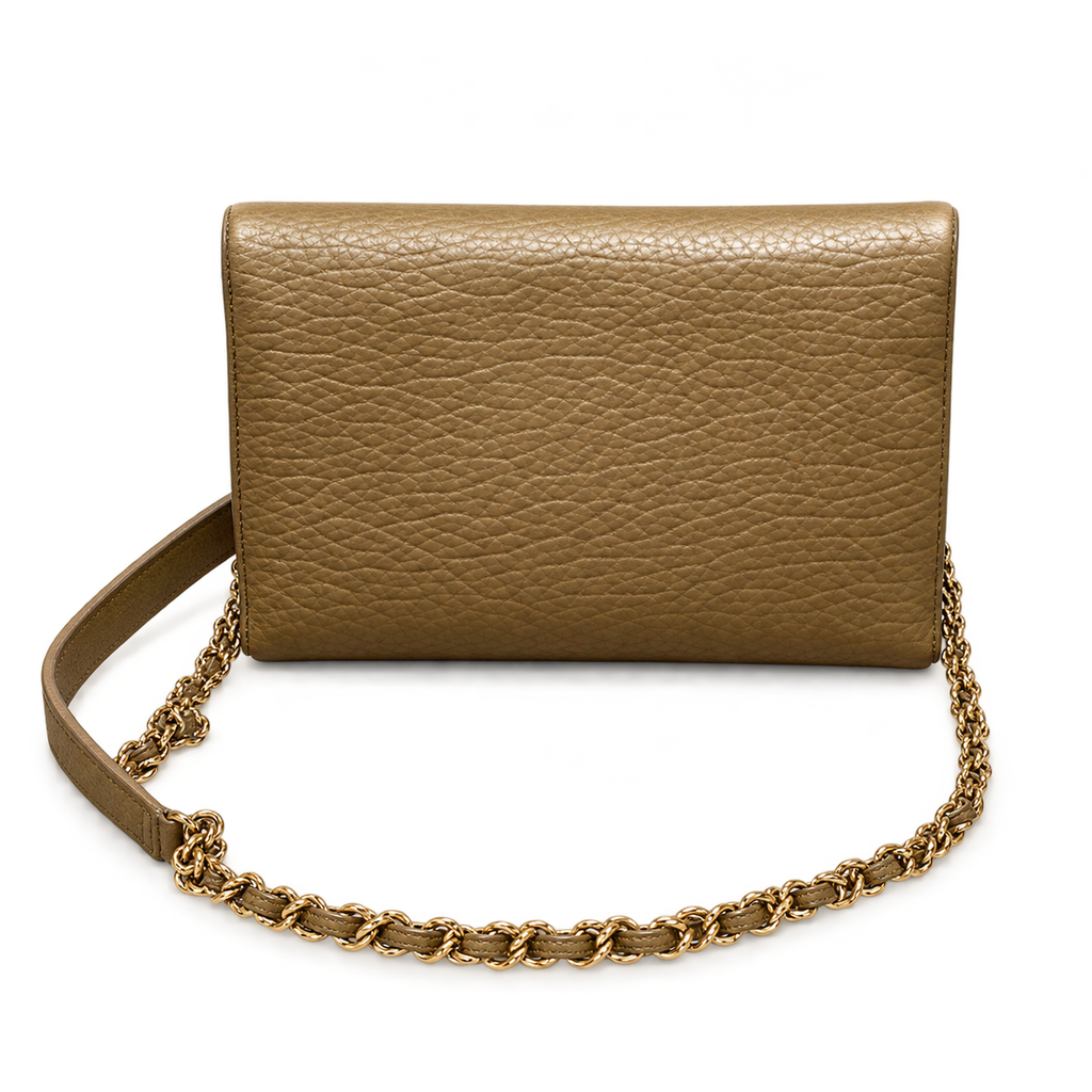 YSL Saint Laurent Gaby Envelope Bag in Olive Grained Leather