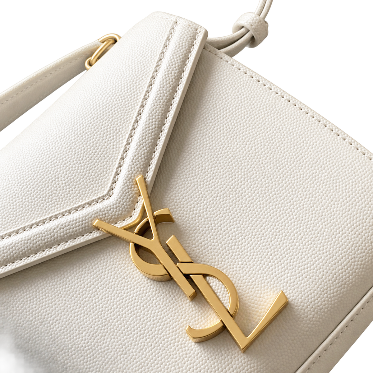 Saint Laurent Cassandra Mini – White Textured Leather