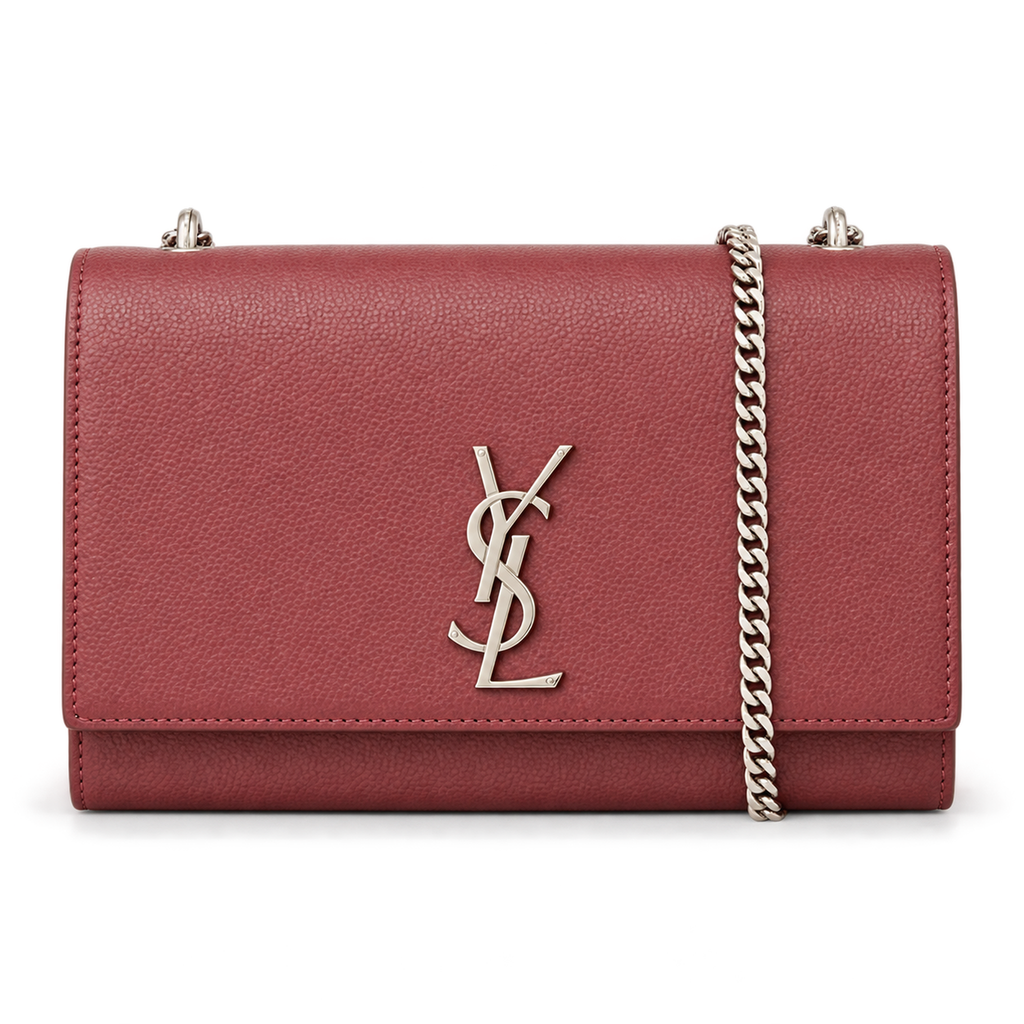 Saint Laurent YSL Kate Chain Bag – Burgundy Silver