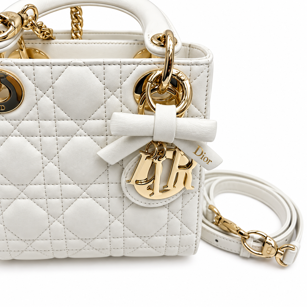 Dior Cannage Quilted Flap Bag with Adjustable Strap