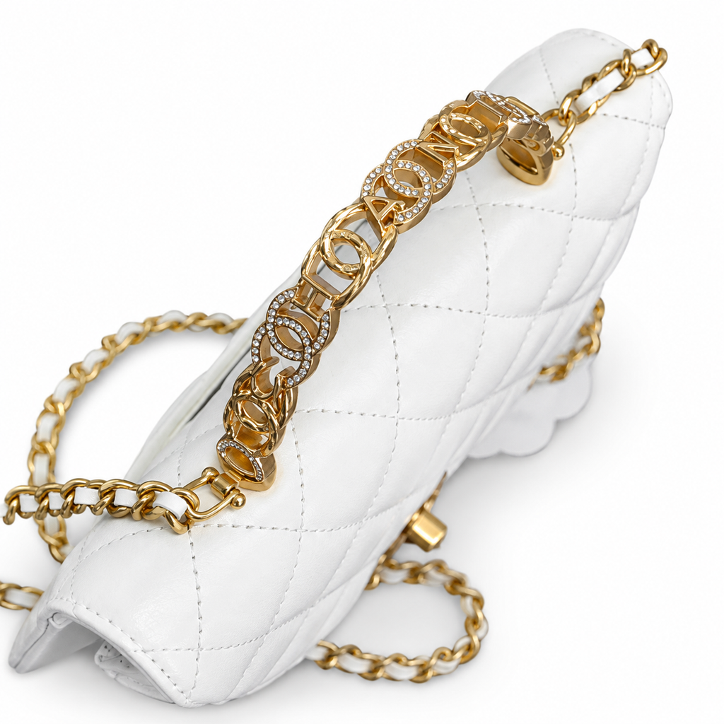 Chanel Ivory Quilted Top-Handle Chain Crossbody Bag