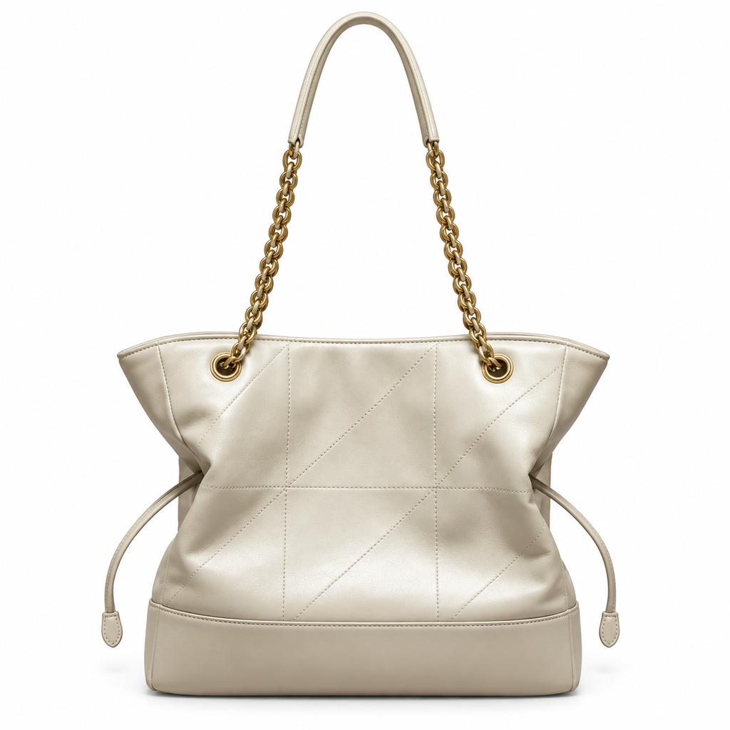 Saint Laurent YSL Nino Tote – Cream Gold Chain