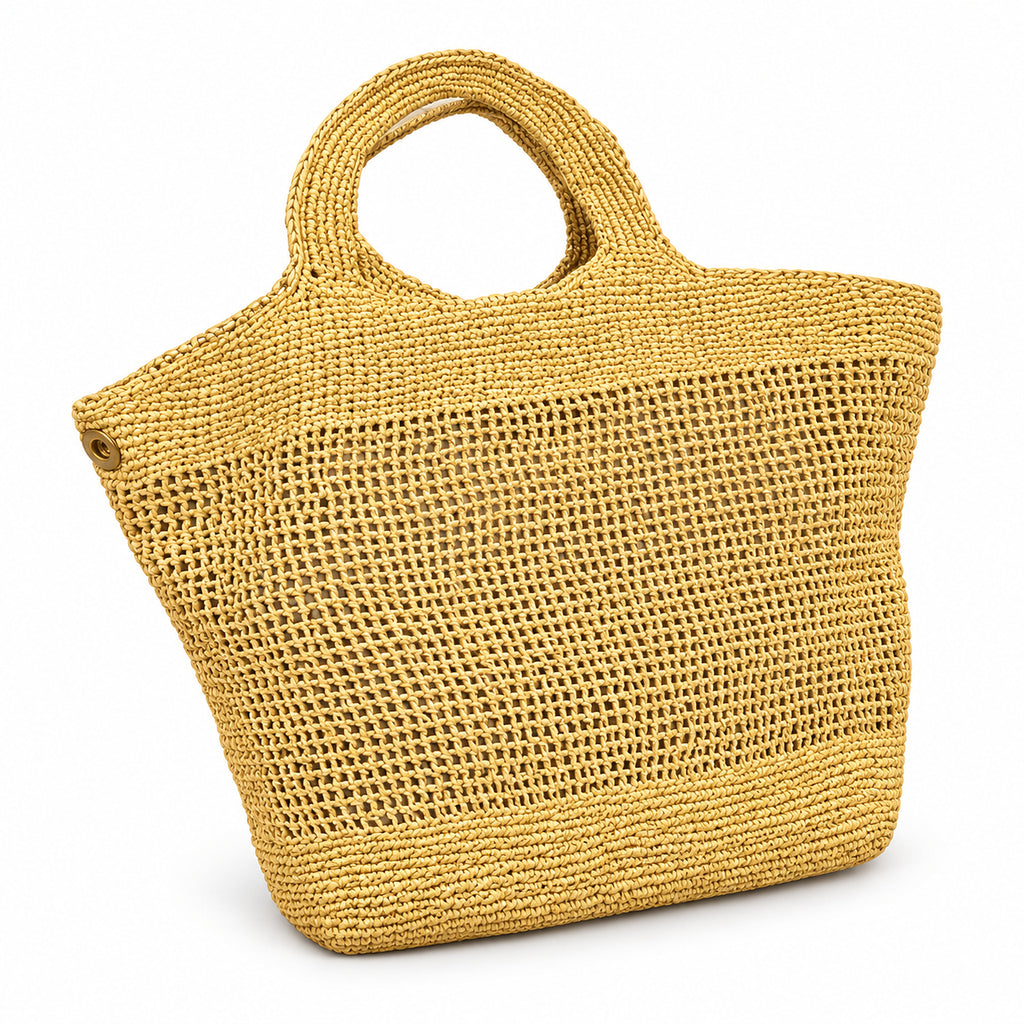 YSL Saint Laurent Icare Maxi Tote Bag in Yellow Raffia