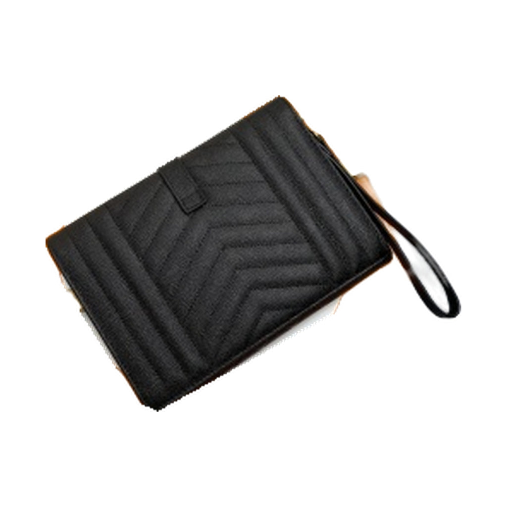 YSL Saint Laurent Envelope Clutch in Black Quilted Leather