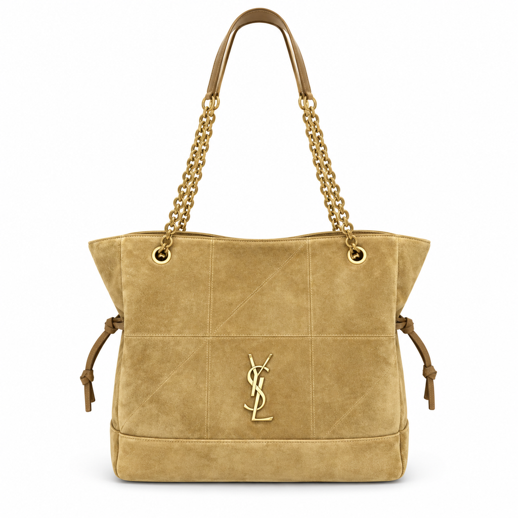 YSL Bea Tote Bag Sand Suede Gold Chain Saint Laurent